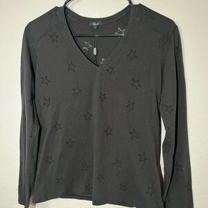 Black Star Patterned Women's Top